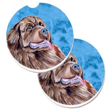 Carolines Treasures Blue Newfoundland Set of 2 Cup Holder Car Coaster LH9354BUCARC